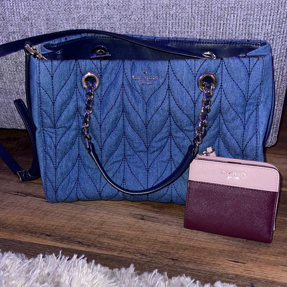 Denim Kate Spade purse. FREE KATE SPADE WALLET WITH PURCHASE